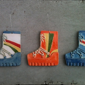 Ceramic moon boot ornaments, buy the set and save