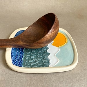 Handmade ceramic spoon rest image 2