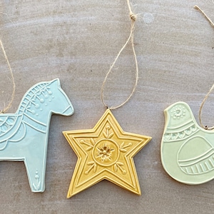 Set of 3 Handmade Scandinavian Christmas ornaments, holiday decorations