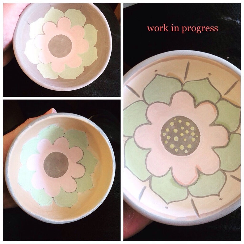 Handmade carved ceramic little bowl
