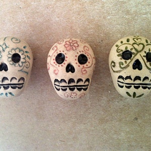 Día de los Muertos skull furniture knobs, Day of the Dead skull knob set of 3 image 3