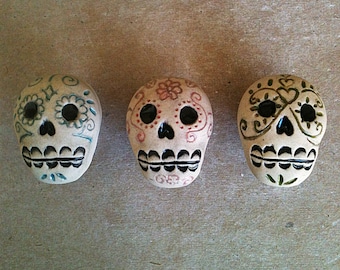 Día de los Muertos skull furniture knobs, Day of the Dead skull knob set of 3