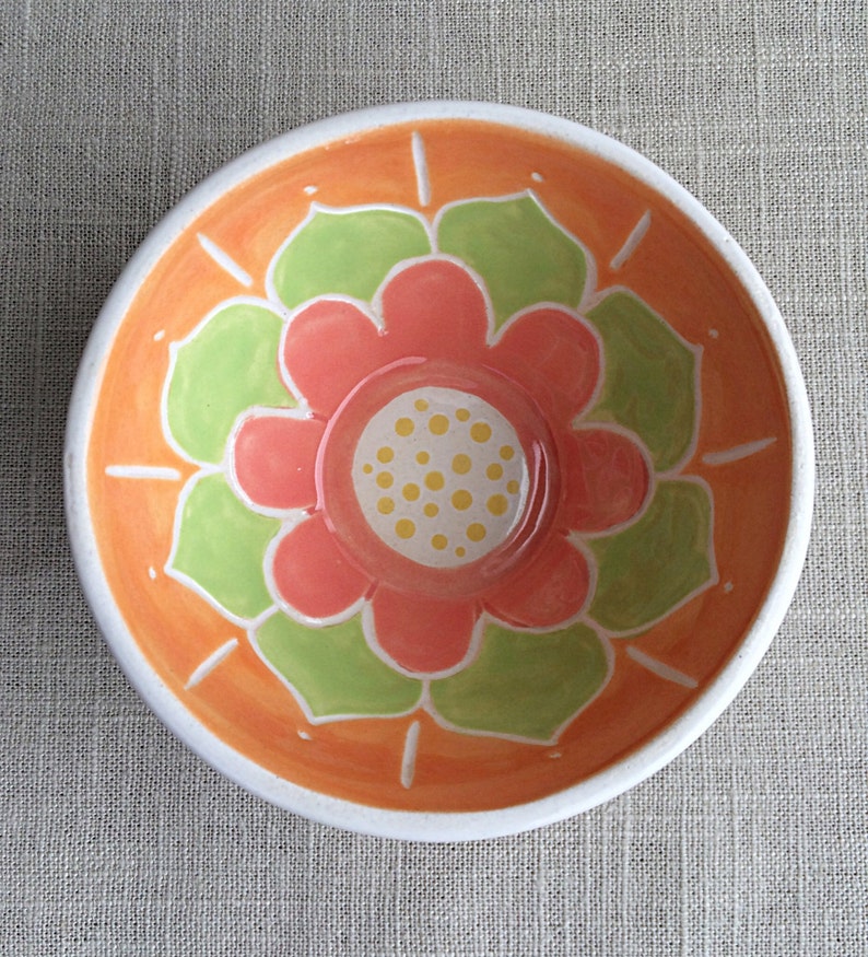 Handmade carved ceramic little bowl