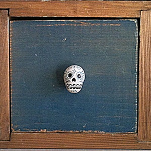 Día de los Muertos skull furniture knobs, Day of the Dead skull knob set of 3 image 2