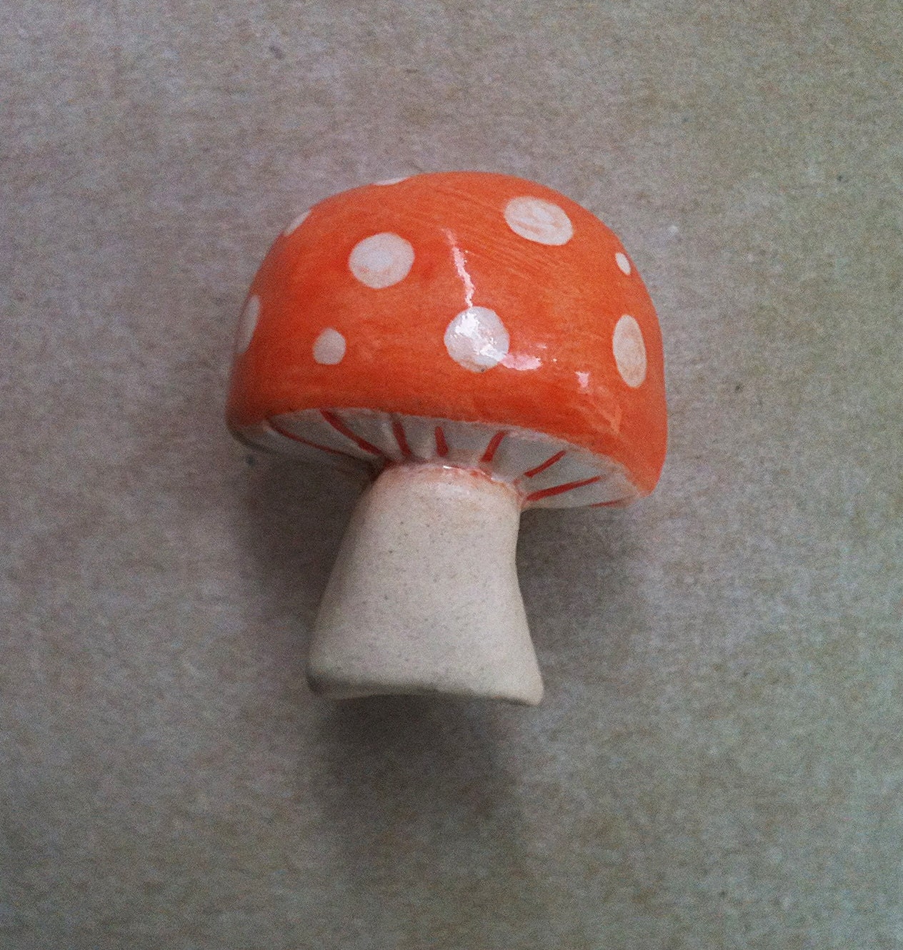 VTG Lot Of 3 Red Cap & White Dot Painted Mushroom Candles Glazed -READ