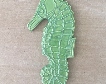 Handmade ceramic seahorse ornament