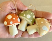 Set of 3 mushroom ornaments