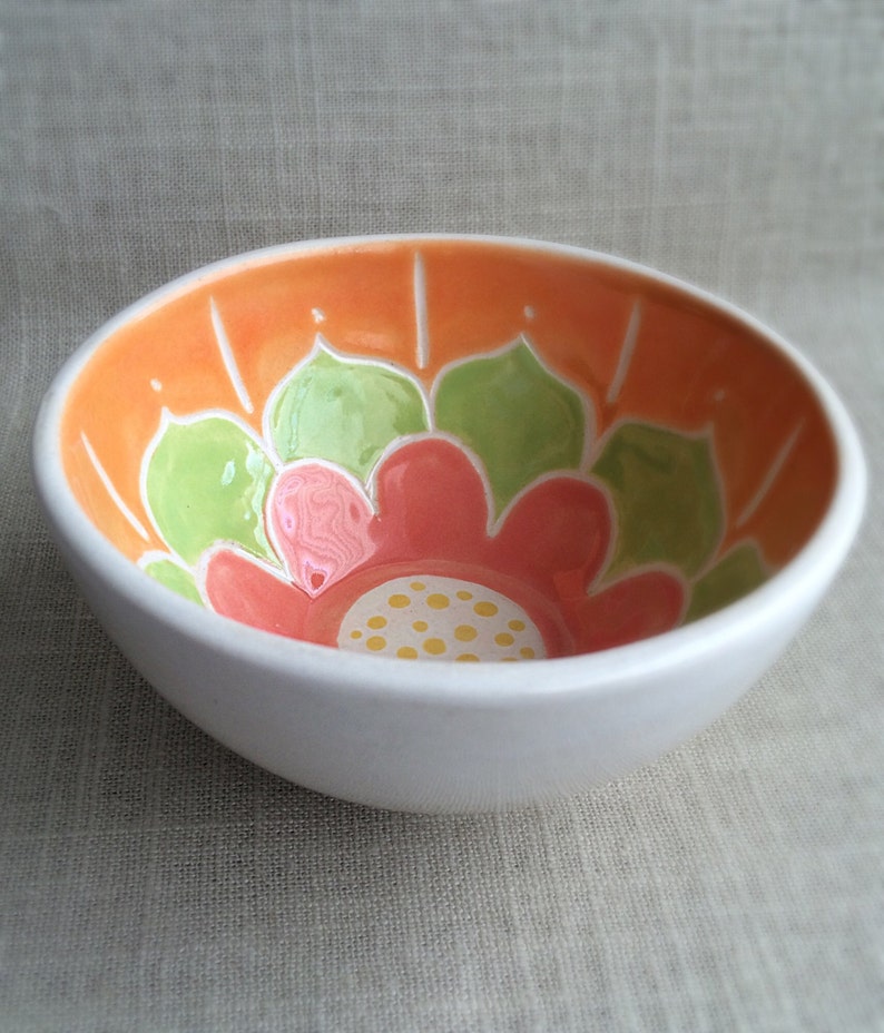 Handmade carved ceramic little bowl