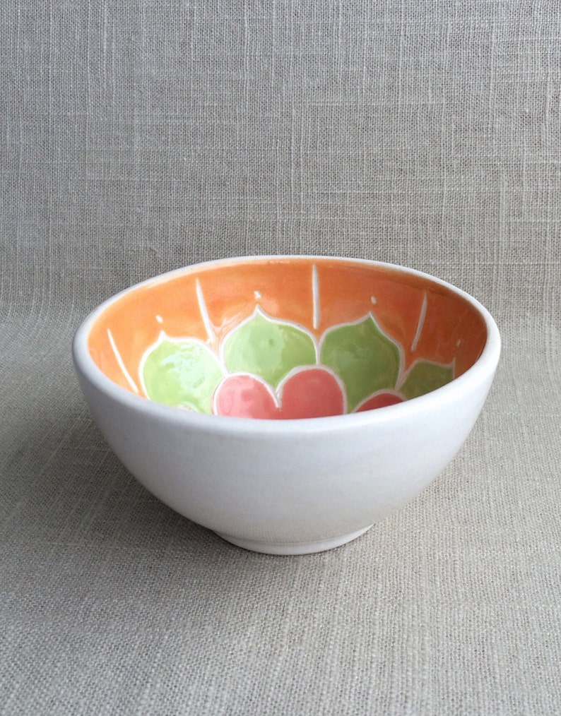 Handmade carved ceramic little bowl
