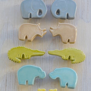 safari nursery handmade ceramic furniture knob, drawer pull image 2