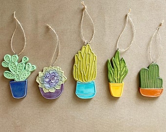 Handmade ceramic plant ornament set of 5