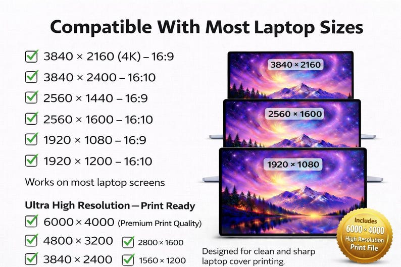 4K Laptop Wallpaper & Printable Cover Design (digital Download) - Etsy