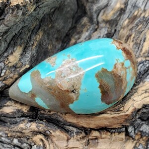 Pu&ograve; includere: Un cabochon di turchese a forma di lacrima con un colore blu-verde e una matrice marrone. La pietra &egrave; liscia e lucidata.