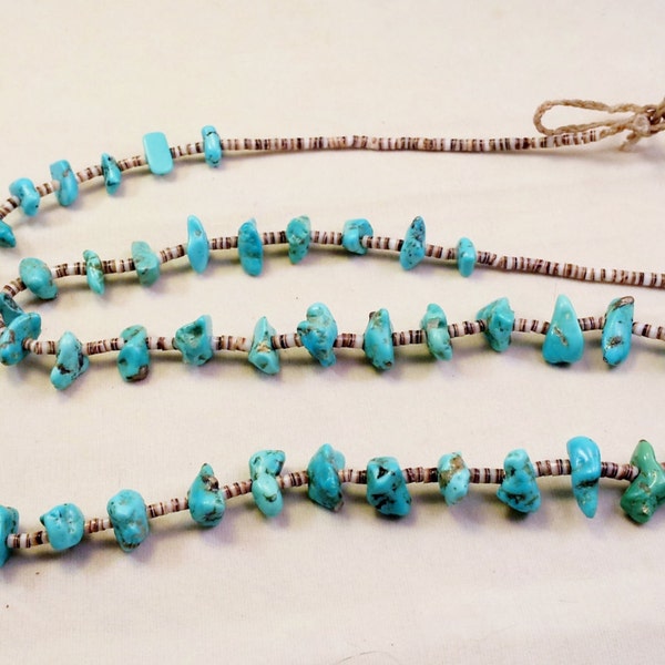 Vintage Native American Turquoise Nugget and Heishi Necklace
