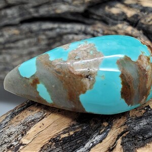 Pu&ograve; includere: Un cabochon di turchese a forma di lacrima con matrice marrone. Il turchese &egrave; di un colore blu-verde vibrante.