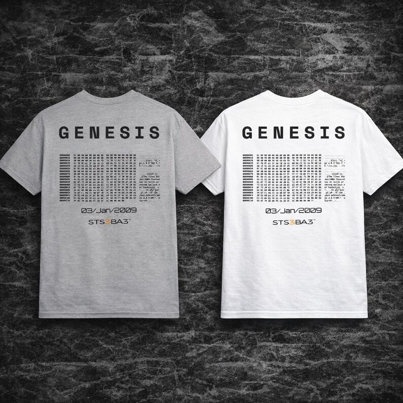 Bitcoin Genesis Tshirt | Minimal btc Streetwear | Satoshi Genesis Block Tee | Web3 Tech Shirt | STS3BA3 image 9