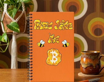 Libreta como la abeja | Diario de criptomonedas Bitcoin | Cuaderno Satoshi | Diario BTC | Regalo para amantes de las criptomonedas | Diario naranja