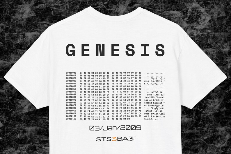 Bitcoin Genesis Tshirt | Minimal btc Streetwear | Satoshi Genesis Block Tee | Web3 Tech Shirt | STS3BA3 image 6