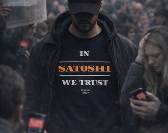 „In Satoshi We Trust“-T-Shirt | Bitcoin-Streetwear | Krypto-Grafik-T-Shirt | BTC-Shirt | Web3-Streetwear | Krypto-Kultur-Bekleidung
