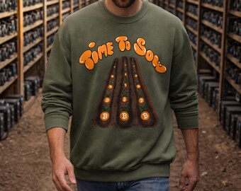 Sudadera Bitcoin Time To Sow | Ropa urbana BTC | Diseño Bitcoin Farmer | Sudadera con capucha Bitcoin | Regalo para inversores en criptomonedas | Ropa urbana Satoshi | Cripto