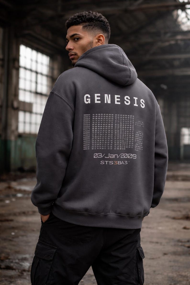 Bitcoin Genesis Hoodie Black | Crypto Streetwear Hoodie | Bitcoin Hoodie | Satoshi Nakamoto | Web3 Clothing | STS3BA3 | Bitcoin Apparel image 8