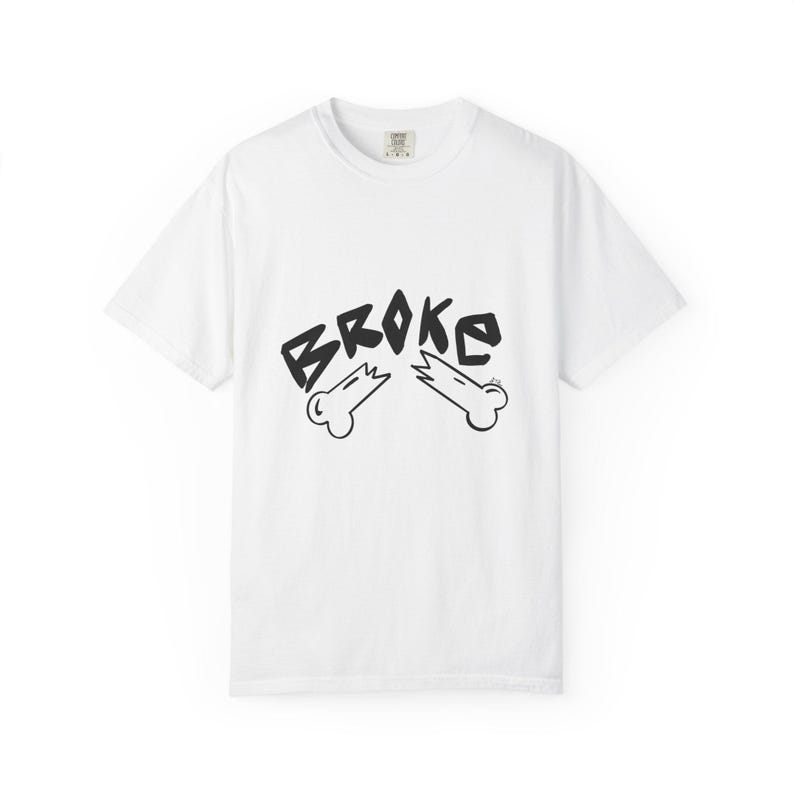 Broke Bones T-Shirt | Graphic Streetwear Tee | Edgy Skeleton Shirt | Minimal Urban BTC | Unisex Heavy Cotton Shirt image 3