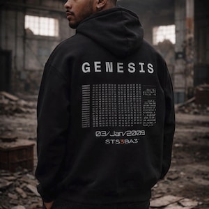Bitcoin Genesis Hoodie Black | Crypto Streetwear Hoodie | Bitcoin Hoodie | Satoshi Nakamoto | Web3 Clothing | STS3BA3 | Bitcoin Apparel image 1
