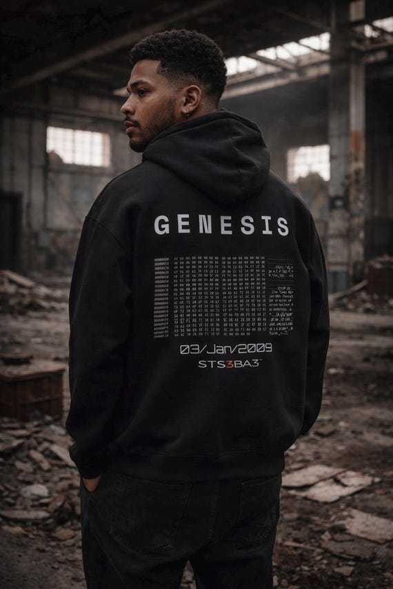 Bitcoin Genesis Hoodie Black | Crypto Streetwear Hoodie | BTC Hoodie | Satoshi Nakamoto | Web3 Clothing | STS3BA3 | Bitcoin Apparel
