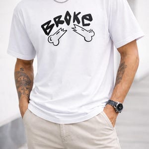 Broke Bones T-Shirt | Graphic Streetwear Tee | Edgy Skeleton Shirt | Minimal Urban BTC | Unisex Heavy Cotton Shirt image 2