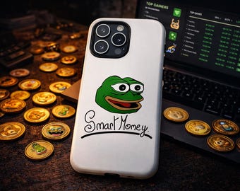 Funda para teléfono Smart Money | Funda para iPhone con meme de criptomonedas | Funda para teléfono PEPE | Regalo para comerciantes de criptomonedas | Funda para teléfono Web3 | STS3BA3