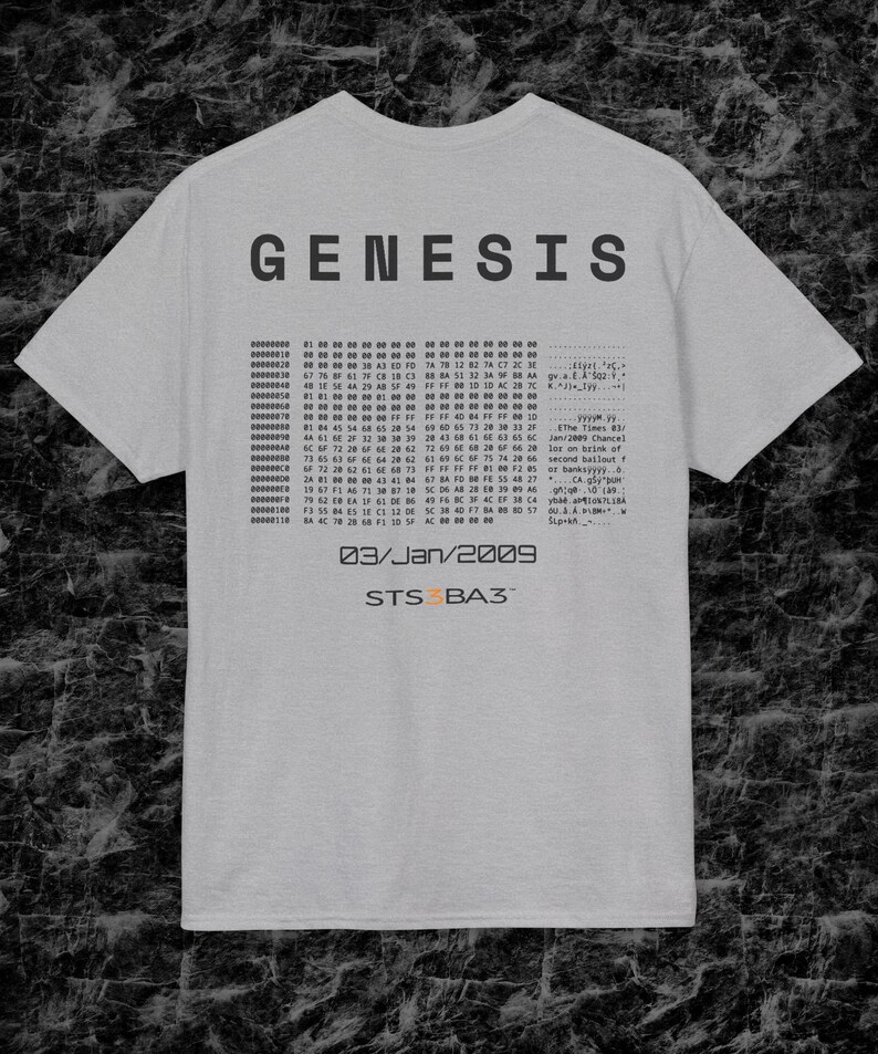 Bitcoin Genesis Tshirt | Minimal btc Streetwear | Satoshi Genesis Block Tee | Web3 Tech Shirt | STS3BA3 image 11