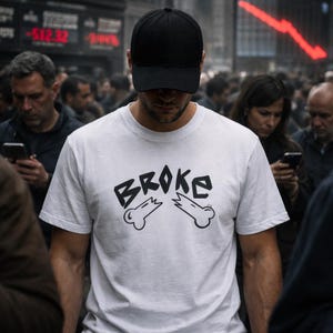 Broke Bones T-Shirt | Graphic Streetwear Tee | Edgy Skeleton Shirt | Minimal Urban BTC | Unisex Heavy Cotton Shirt image 1
