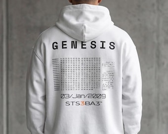 Sudadera con capucha Bitcoin Genesis | Sudadera con capucha estilo urbano cripto | Sudadera con capucha Bitcoin | Satoshi Nakamoto | Web3 Clothing | STS3BA3