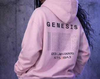 Sudadera rosa Bitcoin Genesis | Sudadera estilo urbano cripto | Sudadera Bitcoin | Satoshi Nakamoto | Web3 Clothing | STS3BA3