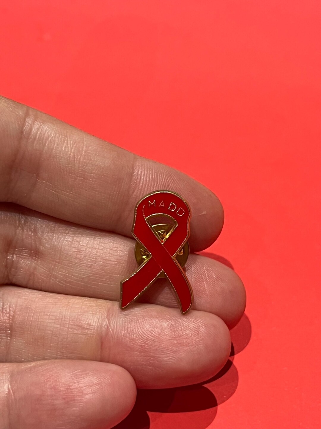 MADD Red Ribbon Enamel Lapel Pin – Gold Tone Awareness Badge - Etsy