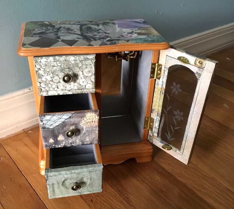 Jewelry Box Refurbished Jewelry Armoire Upcycled Jewelry Etsy