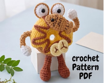 Virkmönster för Taiyaki-munkar, Amigurumi-väskeberlock, Kawaii-nyckelringshandledning (PDF)