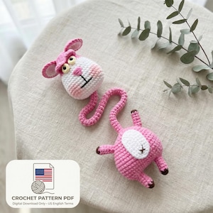 Receita de Crochê PDF Rosie Leopardo Rosa de Pescoço Comprido | Tutorial de Amigurumi Fácil para Chaveiros e Acessórios de Bolsa