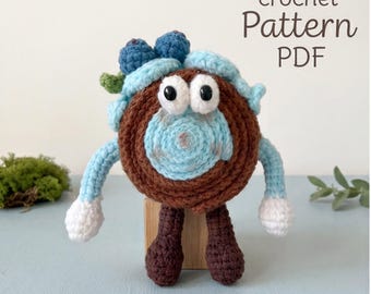 Virkmönster för blåbärsrulle, amigurumi-handledning, kawaii matplysch (PDF)
