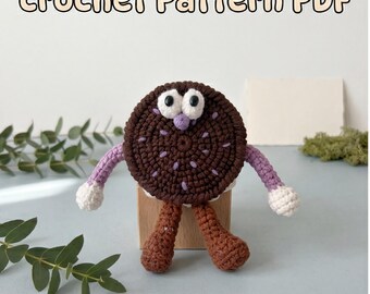 Patrón PDF amigurumi galleta de taro, tutorial peluche kawaii de comida