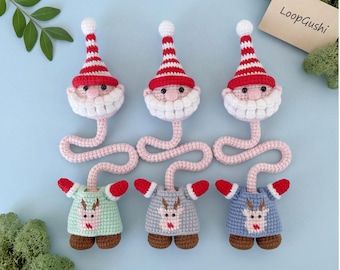 Patrón Amigurumi de Papá Noel (ganchillo), patrón de llavero navideño, tutorial de colgante largo para bolso (descarga PDF)