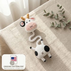 Langnekkoe Hanger Haakpatroon PDF, Amigurumi Sleutelhanger Tutorial, Makkelijk DIY-cadeau