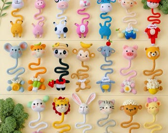 Patrón 20 en 1: Colgantes de bolso crochet, Llavero amigurumi y animales de cuello largo (Descarga digital)