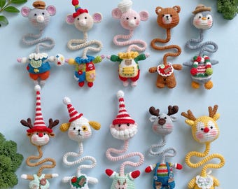 Patrón amigurumi navideño 10 en 1, llavero/colgante para bolso, patrón de cuello largo (Descarga digital)