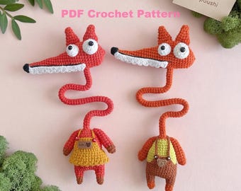 Patrón de zorro de crochet, patrones de llavero animal 2 en 1, charm para bolso PDF, amigurumi para principiantes