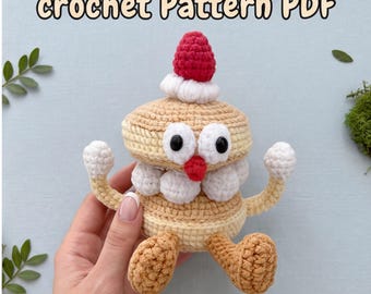 Strawberry Muffin Crochet Pattern PDF, Amigurumi Bag Charm, Food Keychain Tutorial
