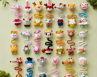 20-in-1 Crochet Animal Bag Charm Patterns | 20 Long Neck Amigurumi Designs (PDF Download)