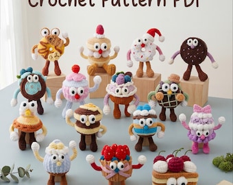 15-in-1 Cake Amigurumi Crochet Pattern, Food Plush Tutorial Patterns (PDF)