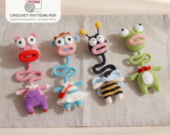 4-in-1 Schema Crochet PDF Animali dal Collo Lungo | Tutorial Amigurumi Facile per Portachiavi e Charm da Borsa
