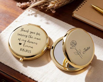 Miroir compact personnalisé,Miroir compact fleur de naissance,Cadeau pour la mère du marié,Cadeau pour la fête des mères,Cadeau pour demoiselle d'honneur,Cadeau pour la mère de la mariée